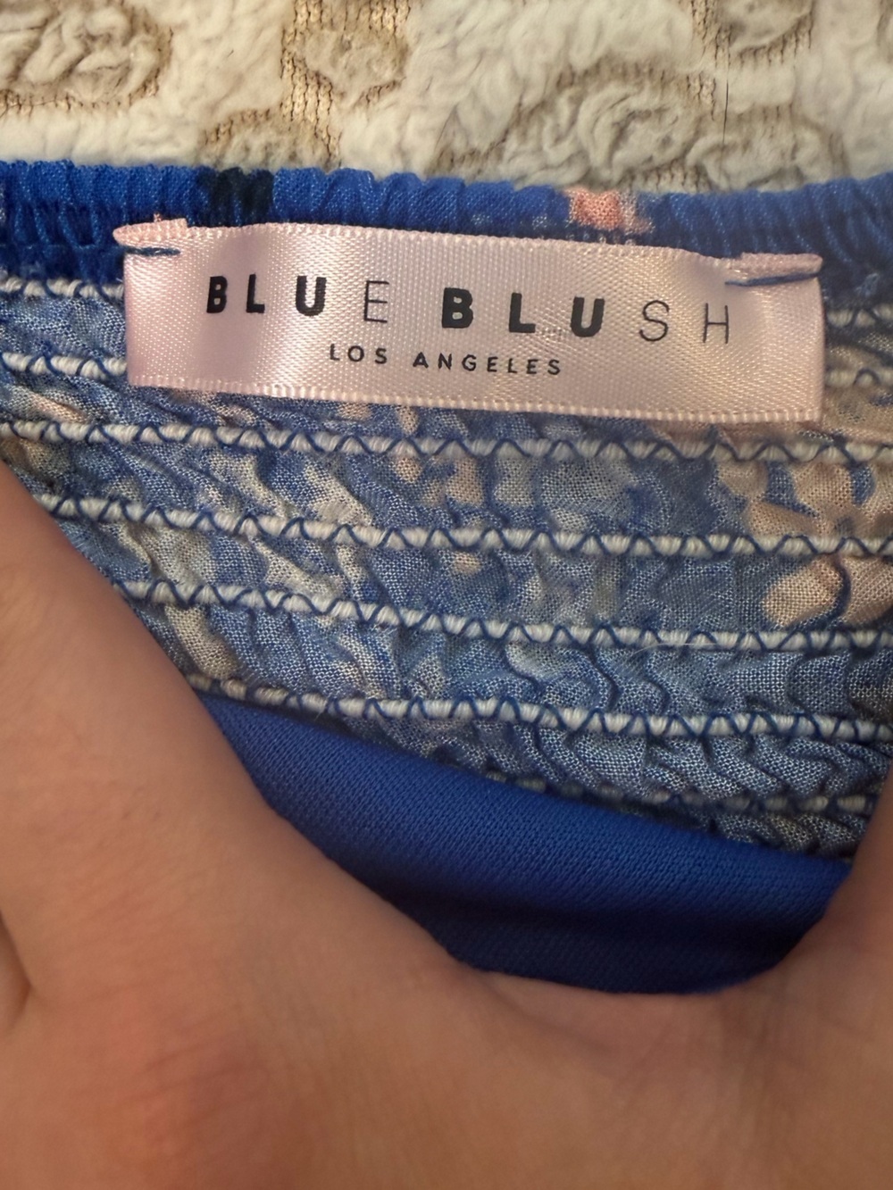 Blue Blush Royal Blue Floral Tie-Shoulder Crop Camisole - Picture 3 of 4
